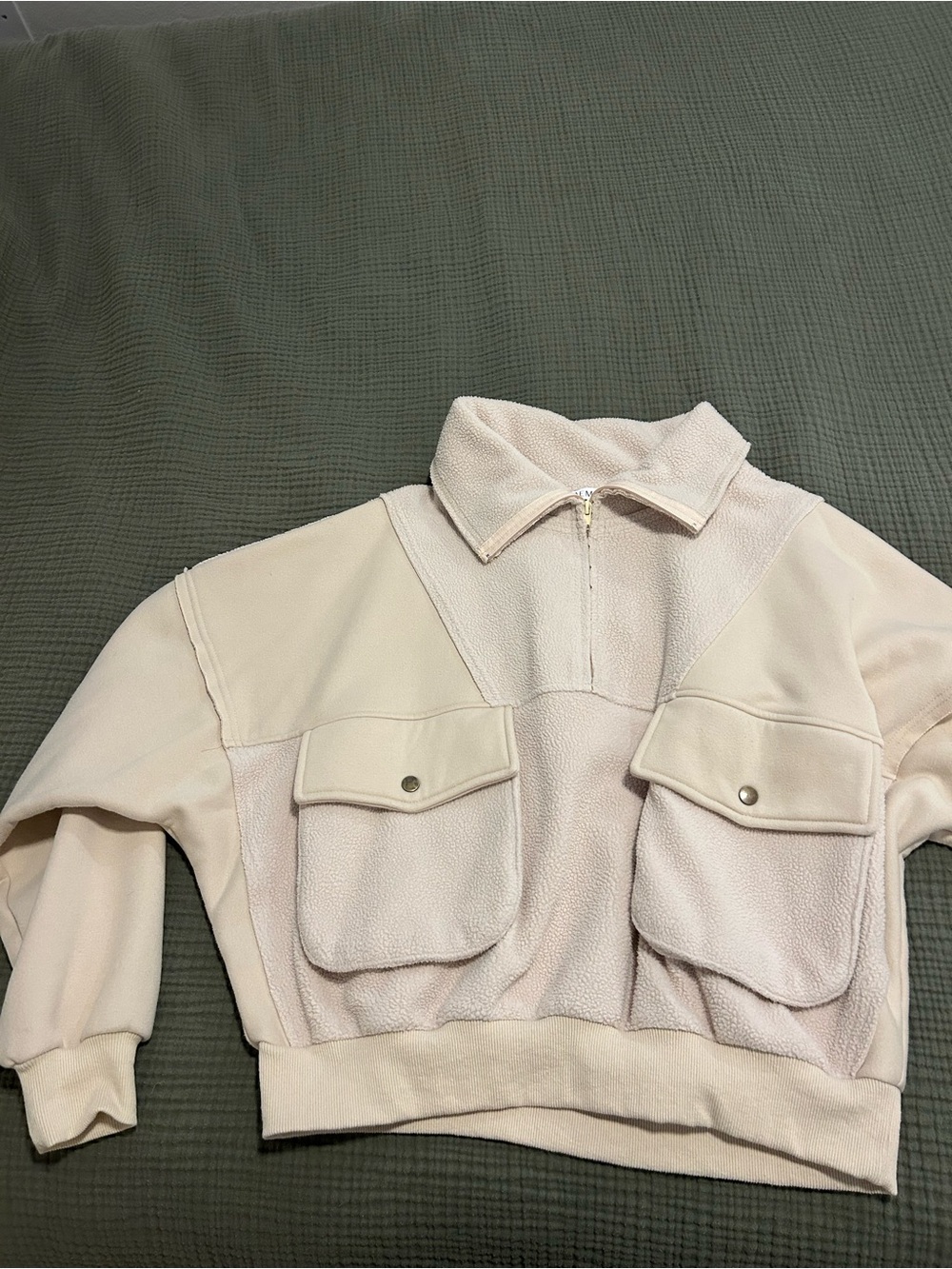 Women's Cream Half-Zip Fleece Jacket